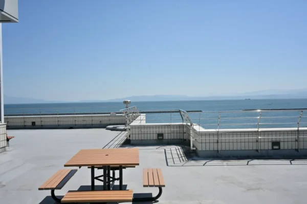 屋上、鹿児島湾